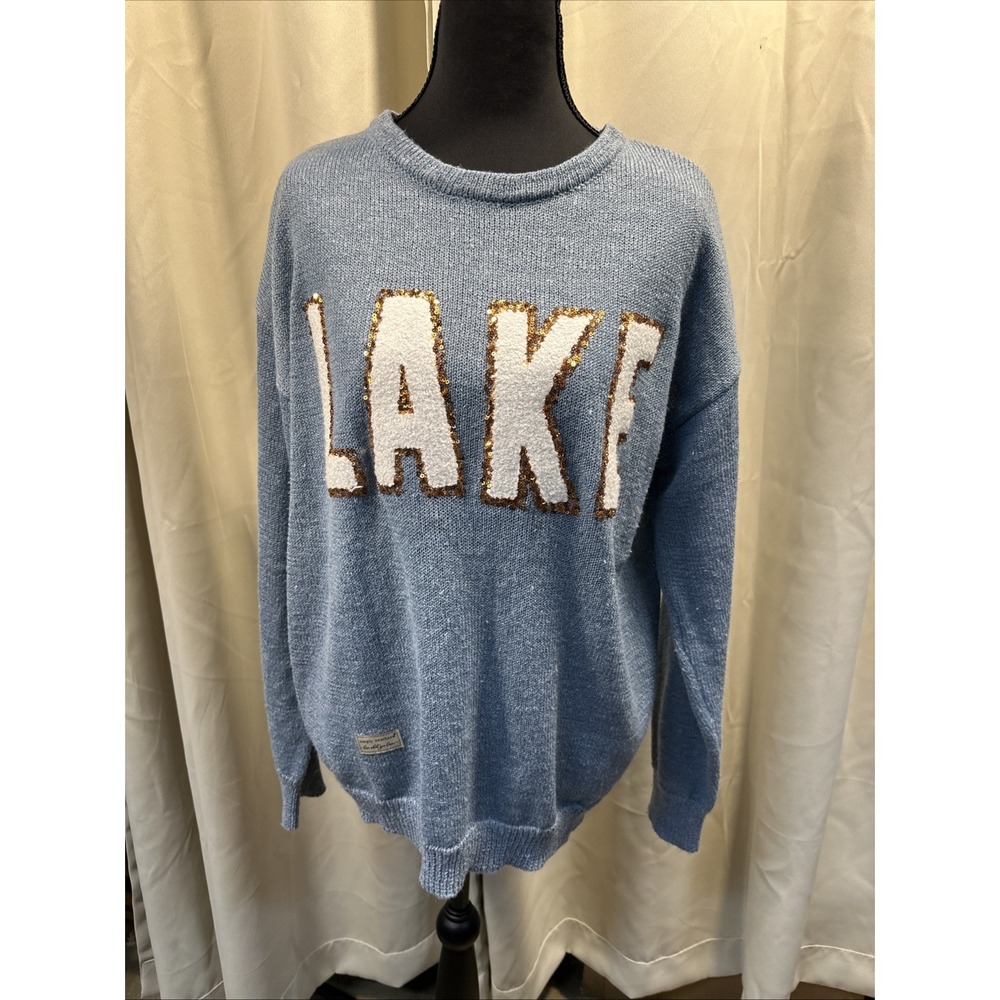 Simply Southern‎ Sweater Womens Small Crewneck Sequin Letters Pullover S